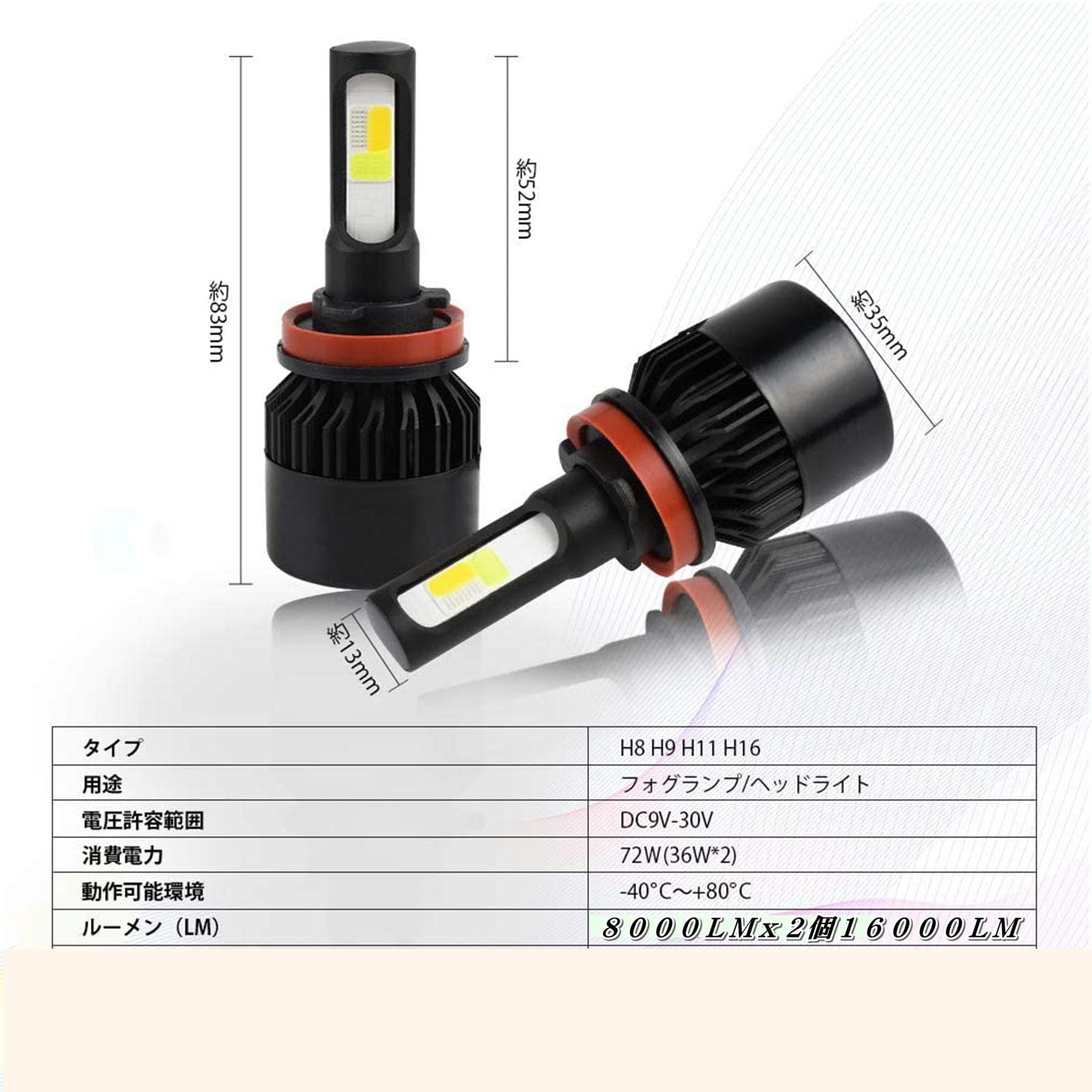Amazon | led フォグランプ イエロー ホワイト ブルー ストロボ H8 H9